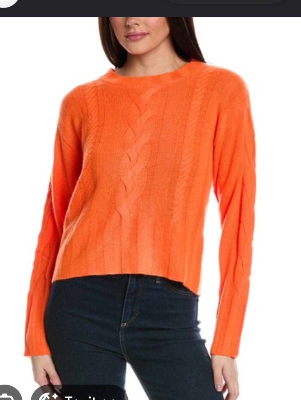 BRODIE Lily Cable Cashmere Sweater In Orange.‎ Size M
